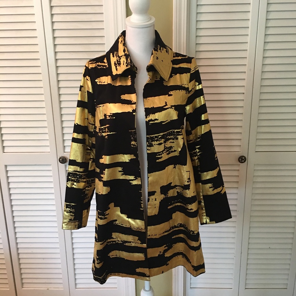 Berek Golden Glow Art to Wear Stylish Black and Gold Statement Jacket Size S